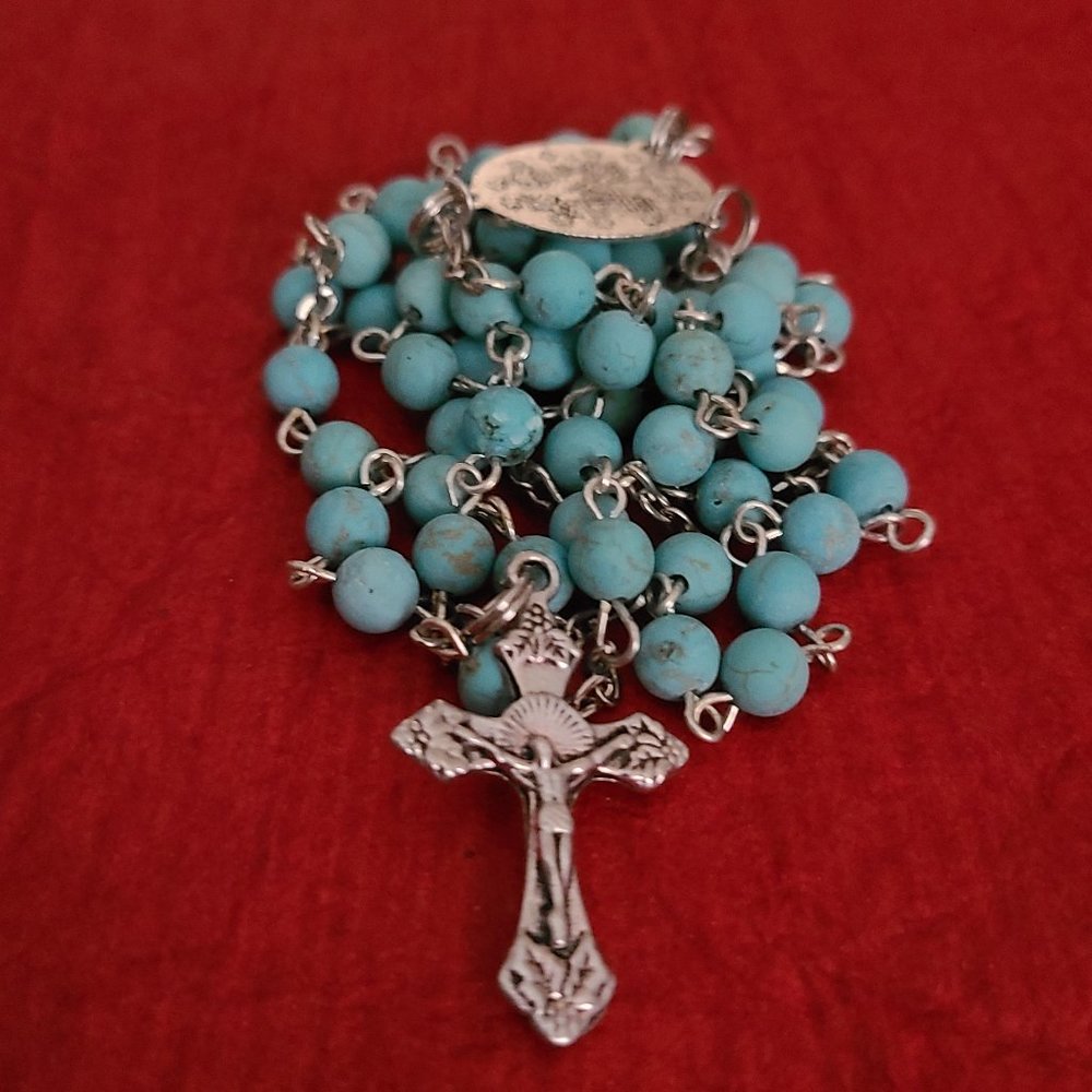 Blue Turquoise Catholic Rosary First Communion Gift-Catholic Rosary - Picture 4 of 7